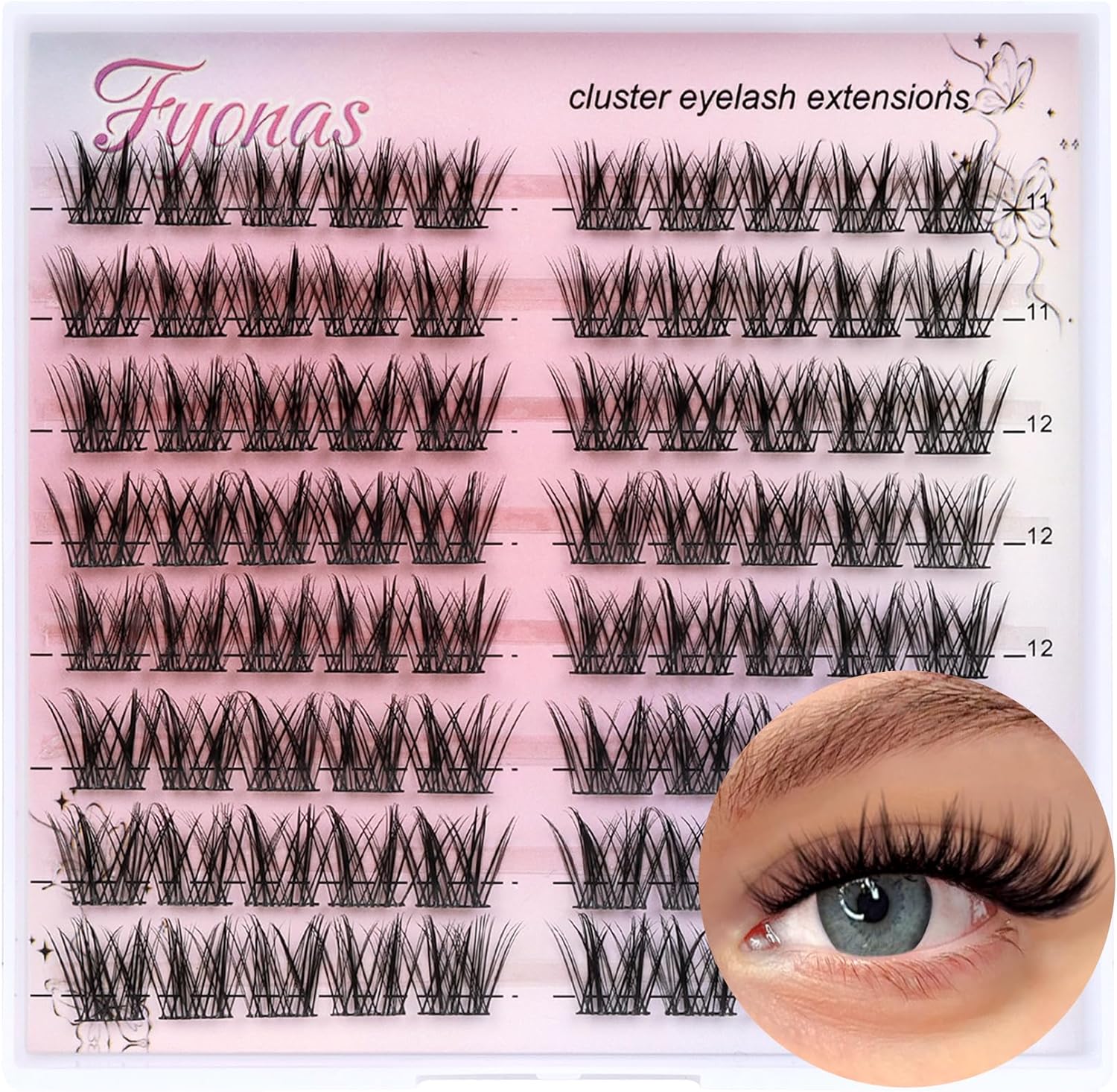 Wispy Lash Clusters Natural Eyelash Clusters C Curl Cluster Eyelash Extensions 11-13mm Manga Individual Lashes 80Pcs Lightweight Lashes Clusters DIY at Home (Bonny) - Image 1