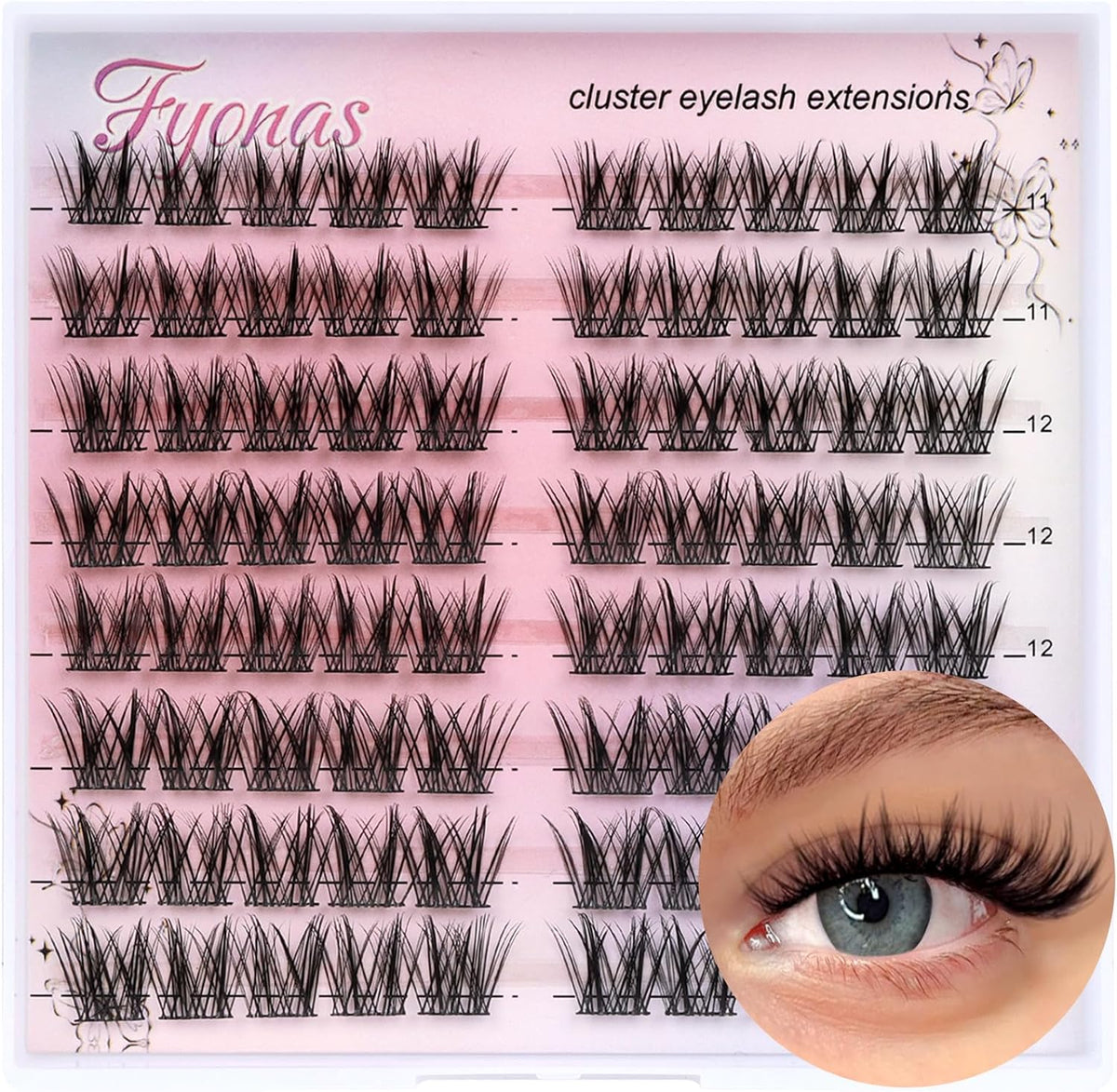 Wispy Lash Clusters Natural Eyelash Clusters C Curl Cluster Eyelash Extensions 11-13mm Manga Individual Lashes 80Pcs Lightweight Lashes Clusters DIY at Home (Bonny) - Image 1