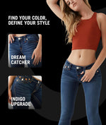 True Religion women's skinny jeans signature gold stitching detail