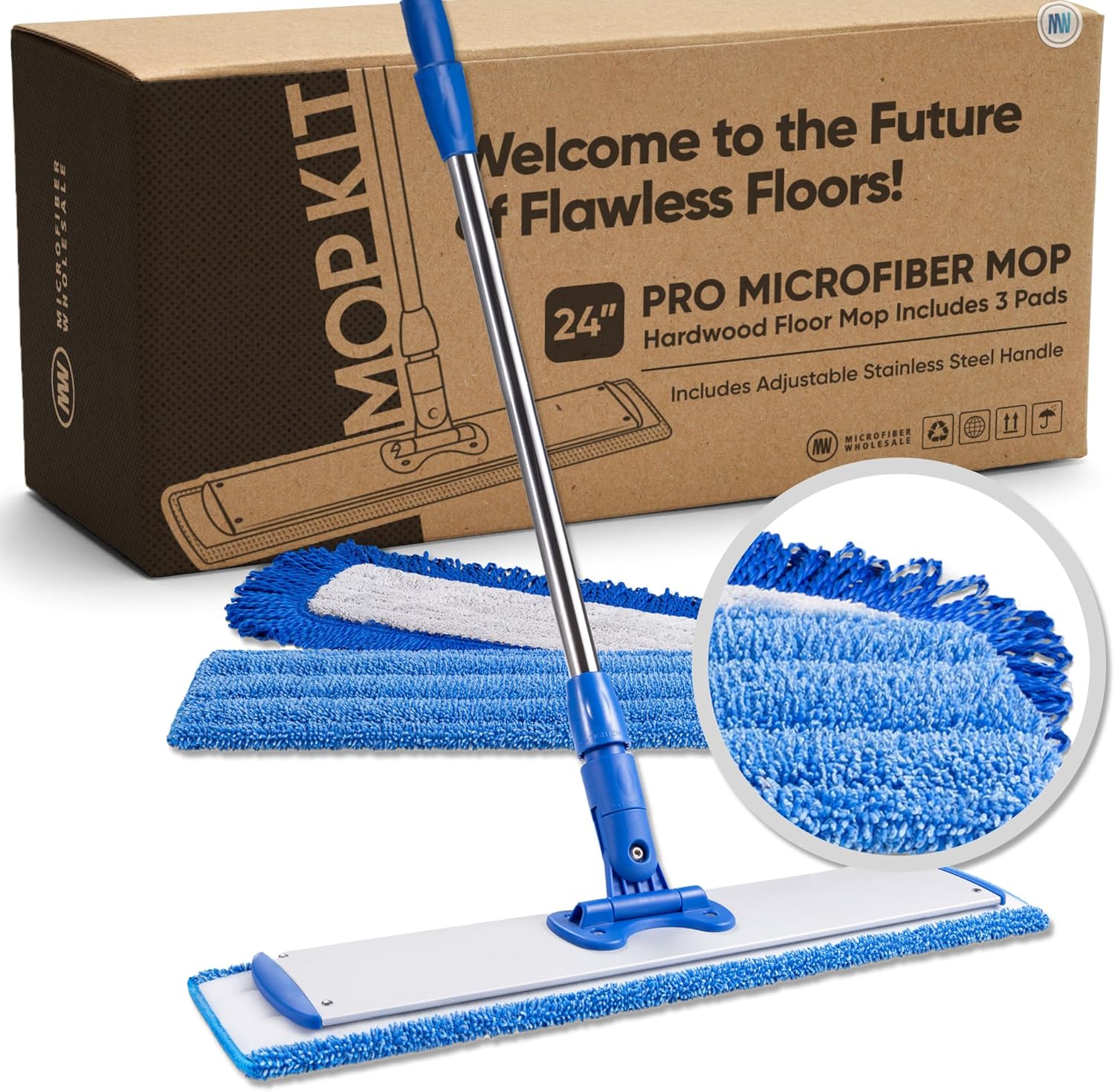 Microfiber Wholesale 24 Inch Professional Mop System front view commercial floor cleaner.