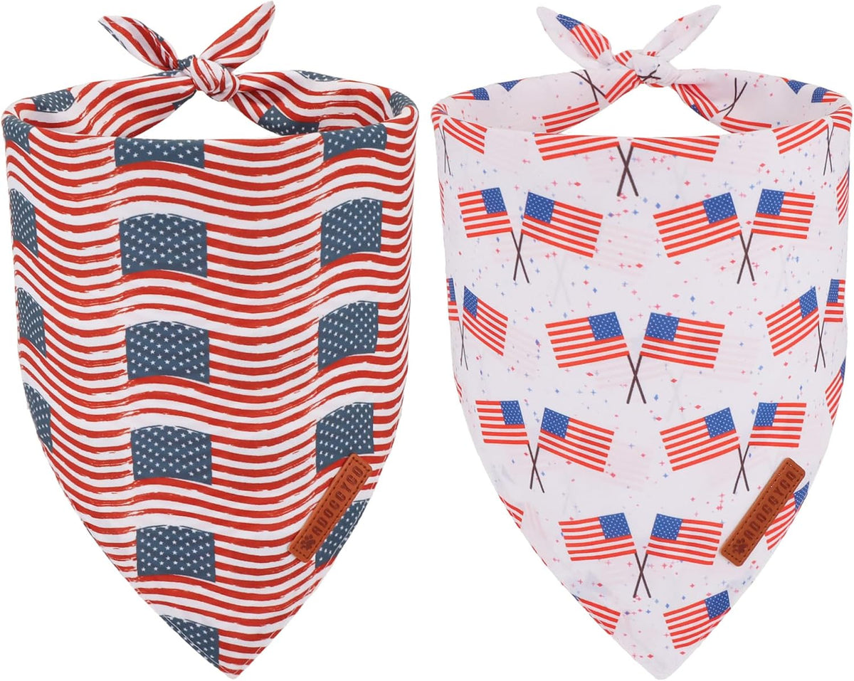ADOGGYGO Star Dog Bandana 2 Pack, Reversible Red Blue Patriotic Pet Scarf Bib, Adjustable Fit 4th of July Star Bandanas for Medium Large Dogs Pets (Large) - Image 13