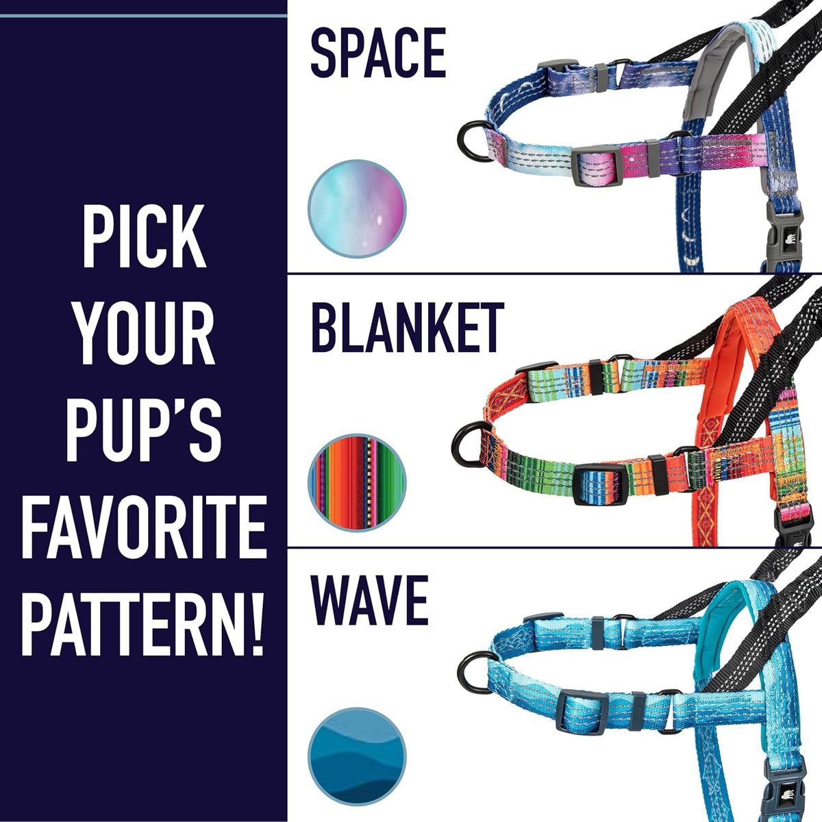 Leash Boss No Pull Dog Harness, Easy Walk for Small, Medium, and Large Pets, Reflective with Rear and Front Clip Attachment (Space Pattern, Small) - Image 9