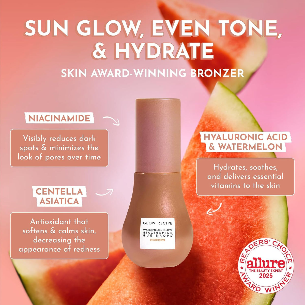 Glow Recipe Sun Glow Mini fifteen milliliter bottle showing authentic tinted bronzing face serum.