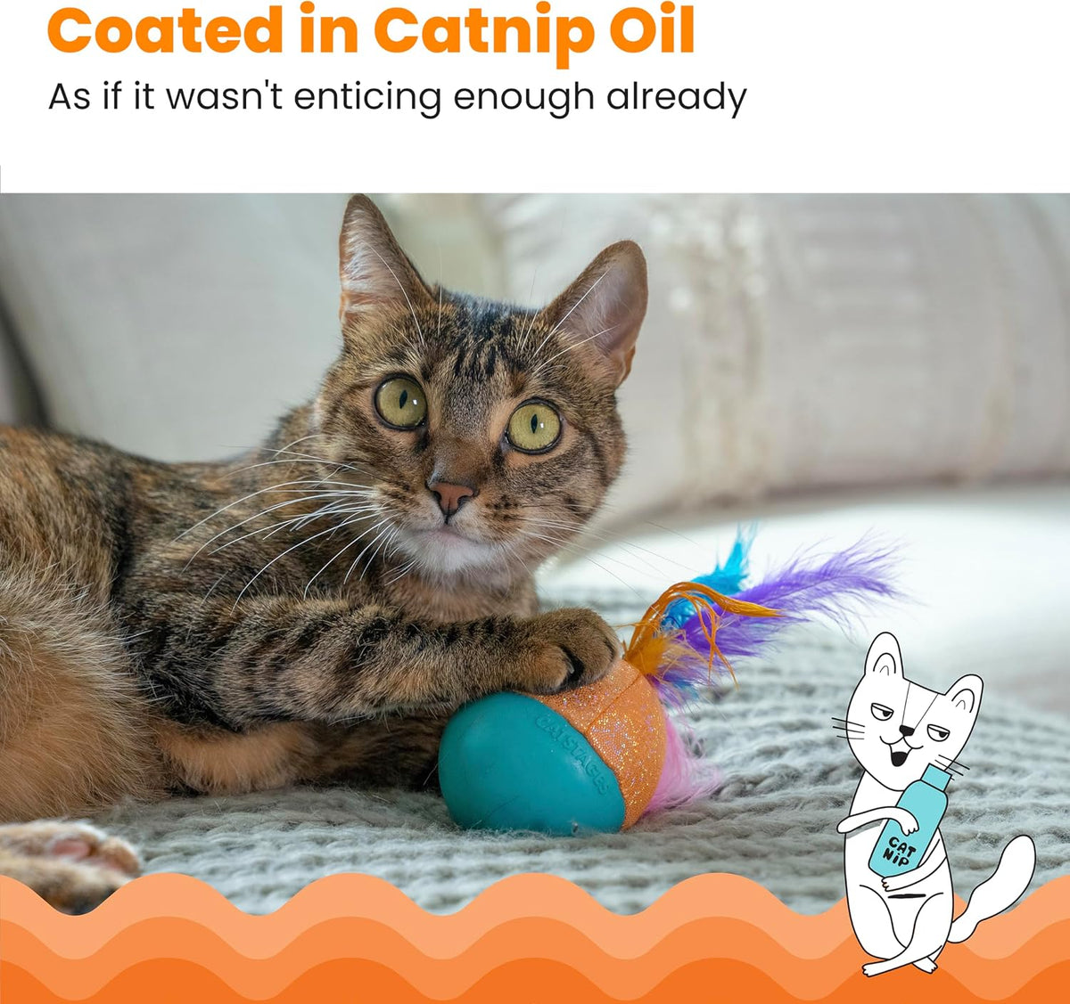 Catstages Whack N Wobble Ball turquoise color angle