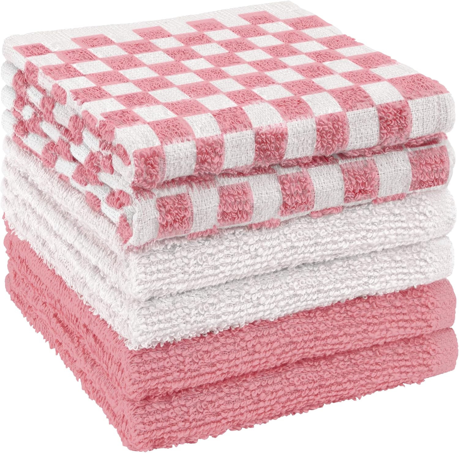 DecorRack 100% cotton checkered washcloths pink set front view