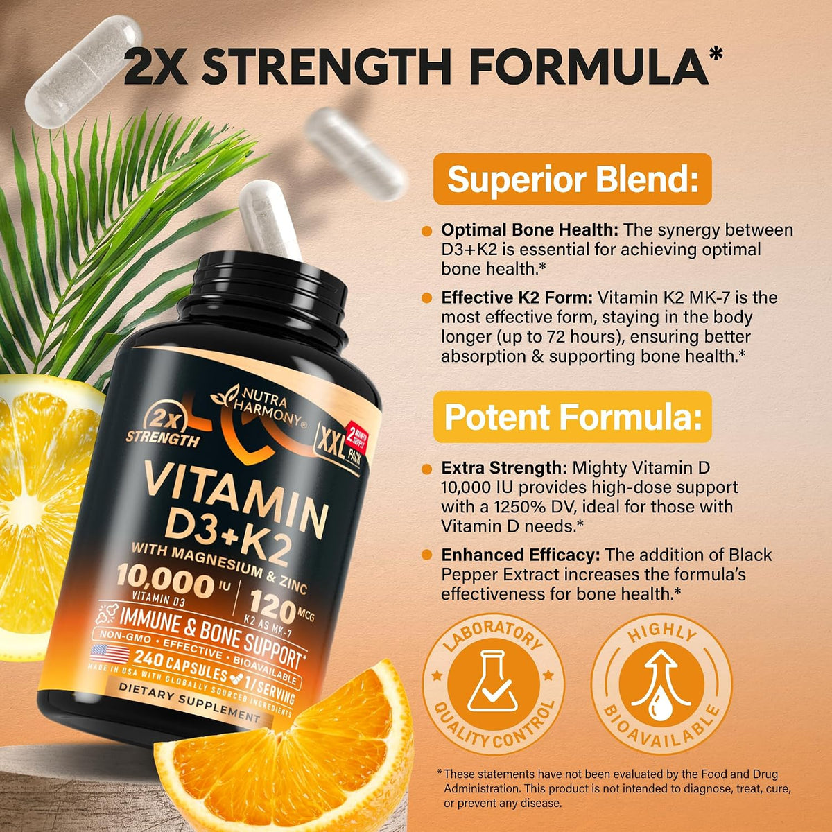 Nutraharmony Vitamin D3 K2 ingredients list and details