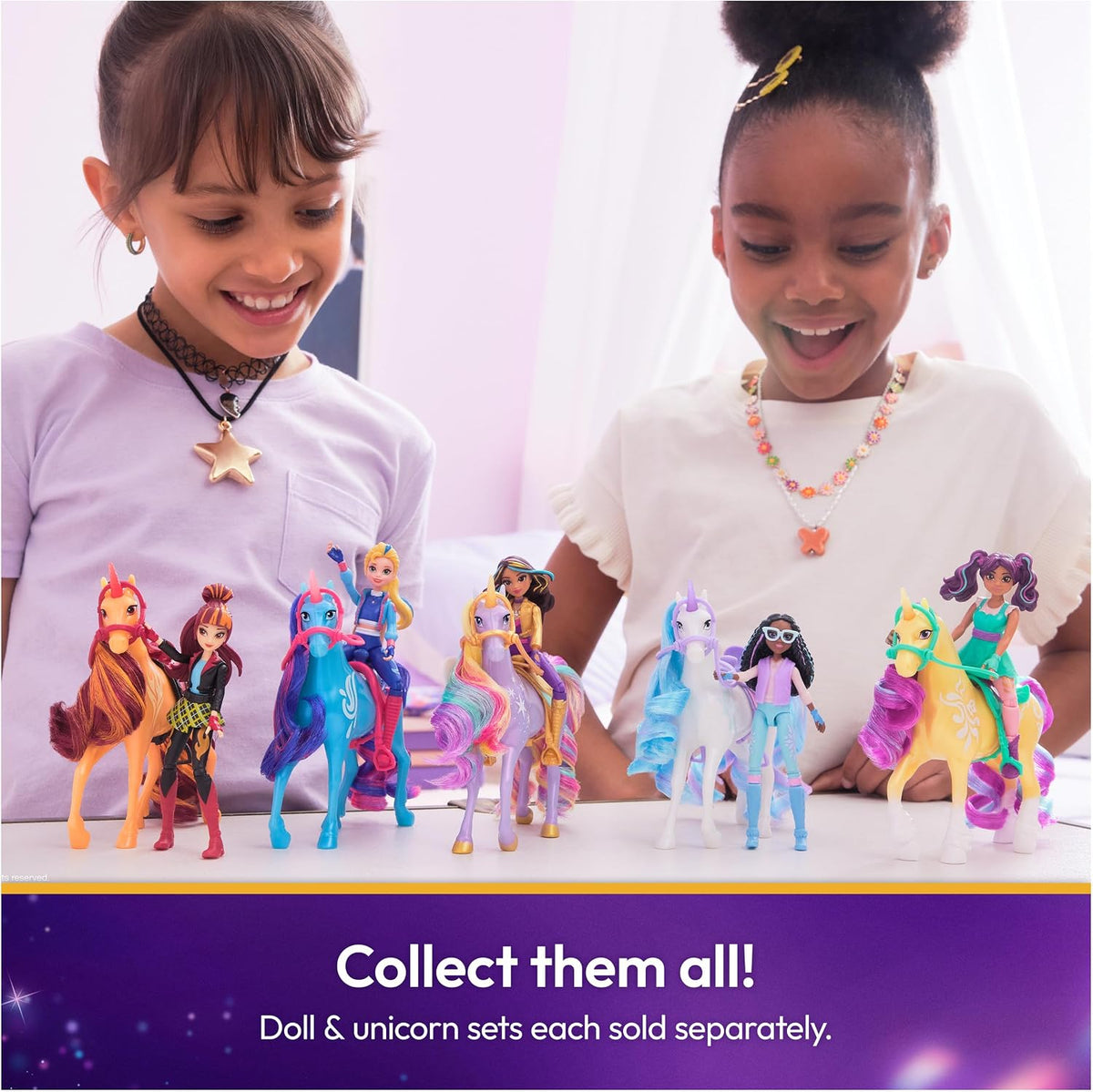 Unicorn Academy Valentina doll sitting in saddle