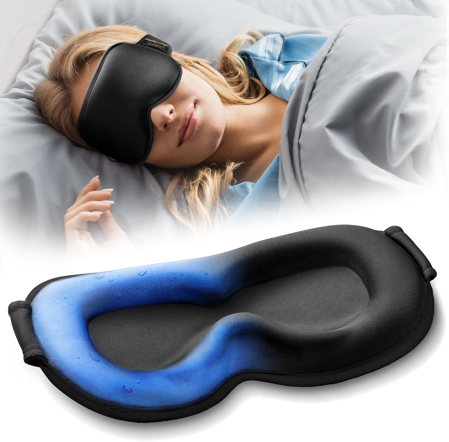 3D Weighted Cooling Gel Eye Mask – 6oz Weighted Eye Mask for Sleeping, 100% Blackout Gentle Pressure Sleep Mask, Ice Cold Gel, Migraine & Headache Relief, Eye Care, Travel - Image 1