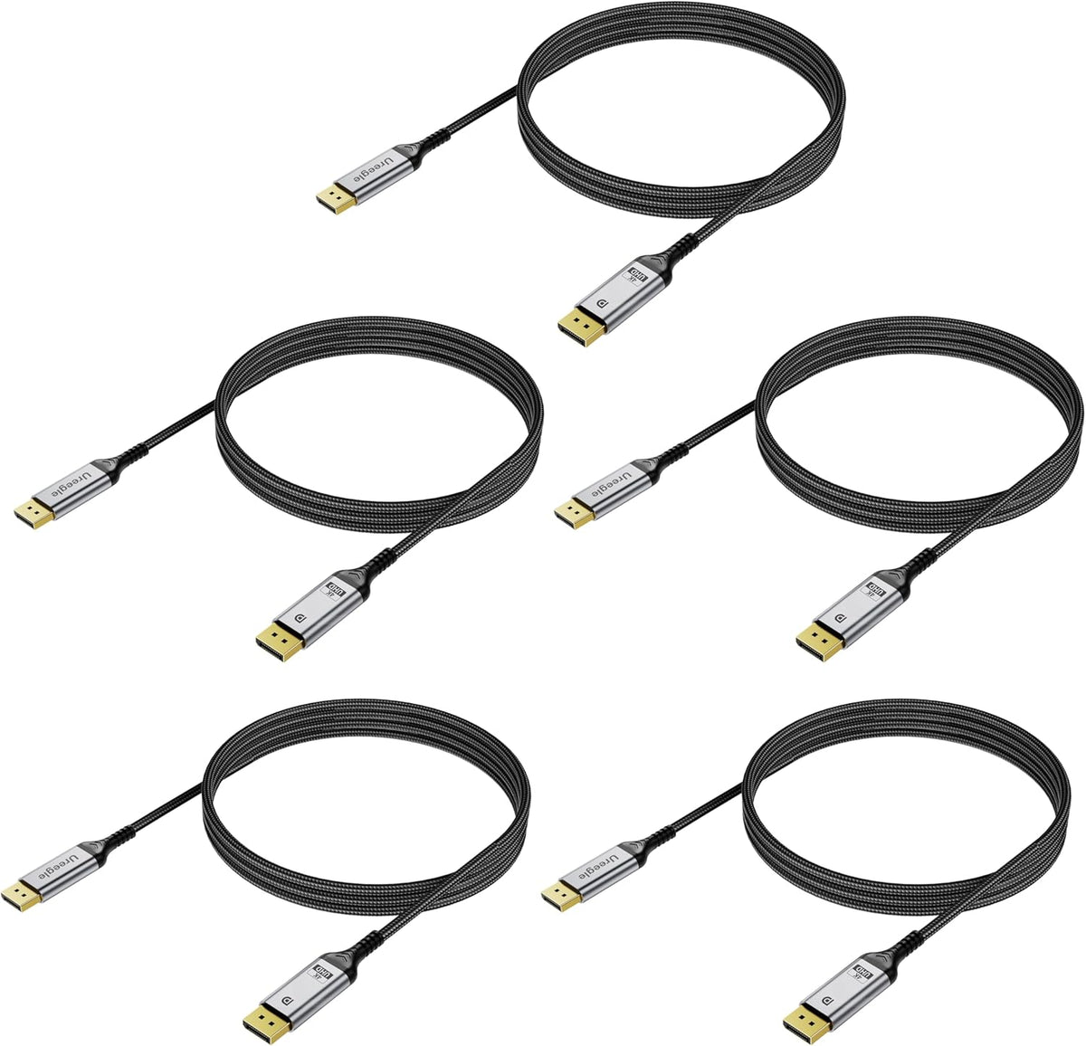 Ureegle 4K DisplayPort 1.2 Cable front view showing gold-plated connectors.