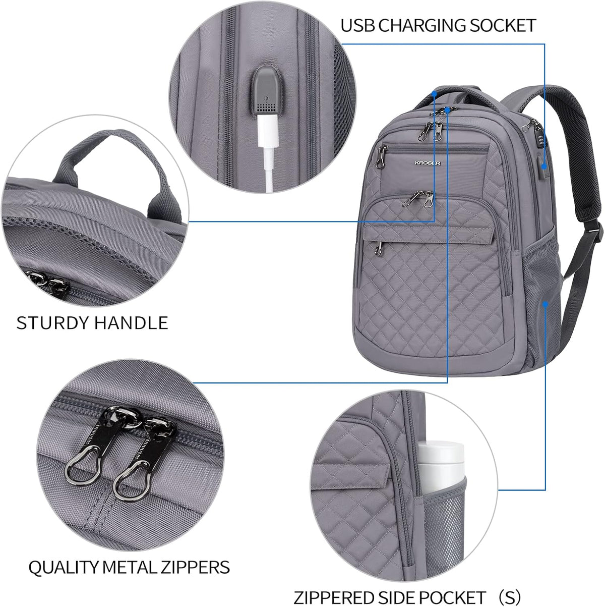 KROSER laptop daypack showing internal padded laptop compartment