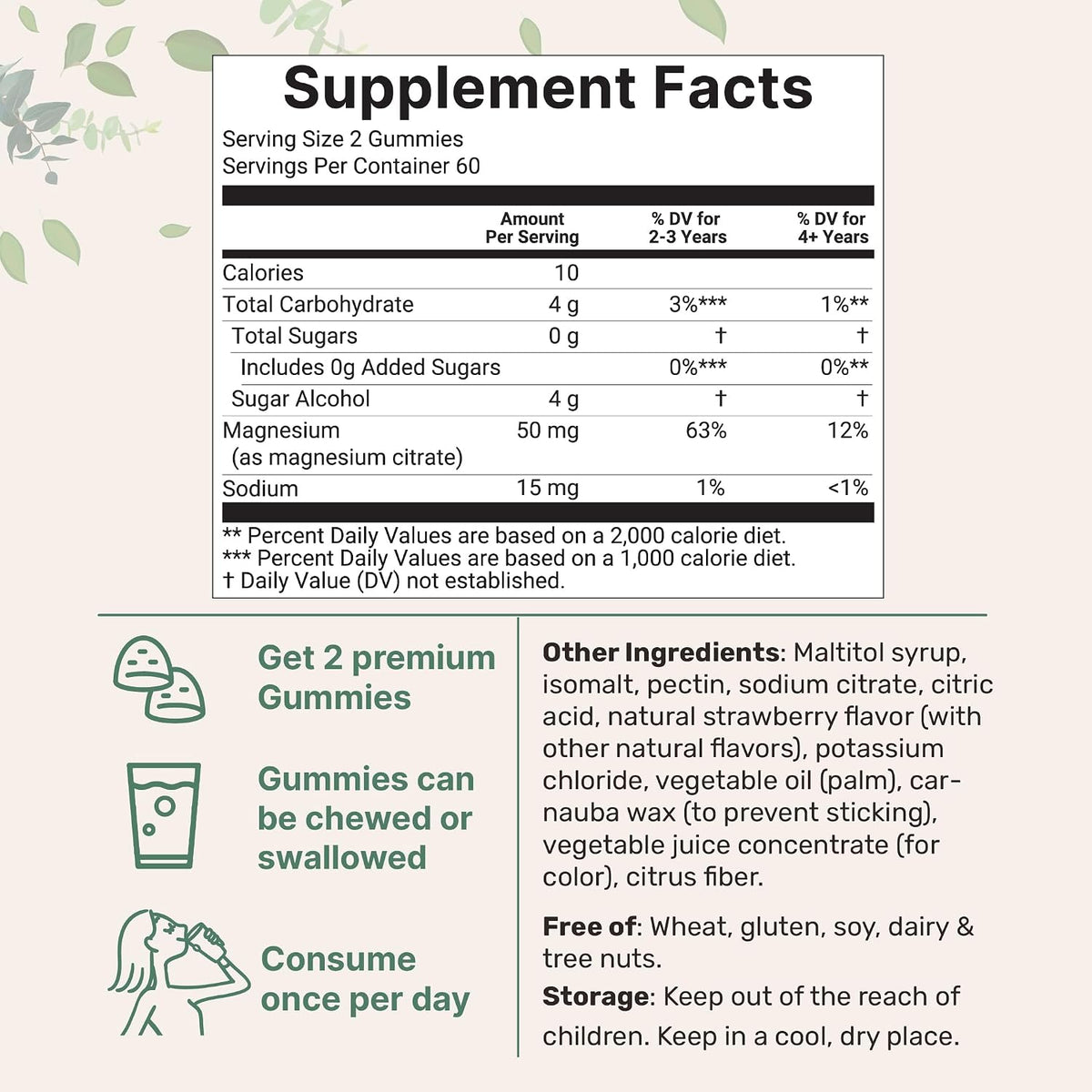 Micro Ingredients kids magnesium gummies supplement facts label