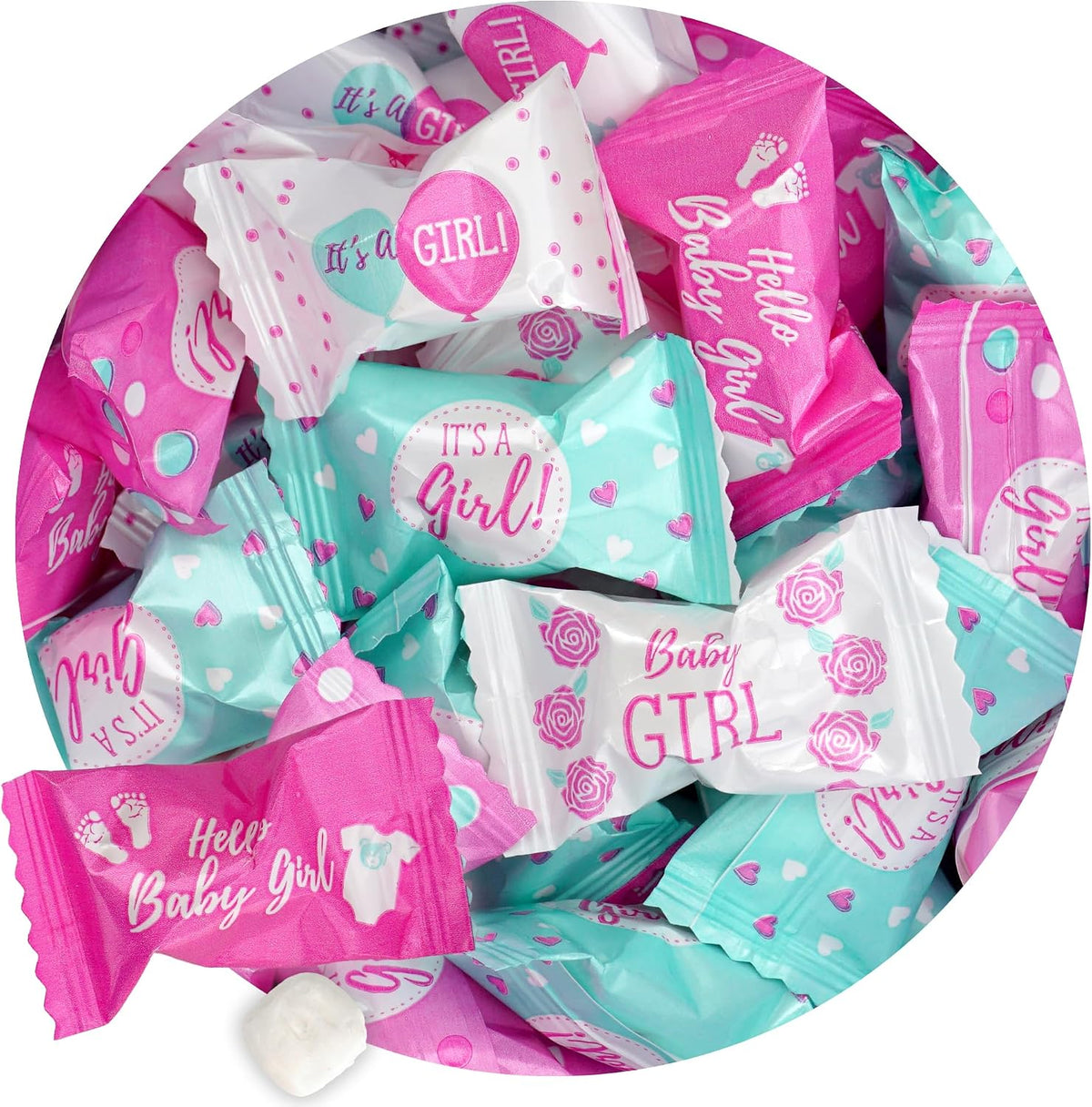 Fun Express premium celebratory mints serving as sophisticated table decorations for guests.