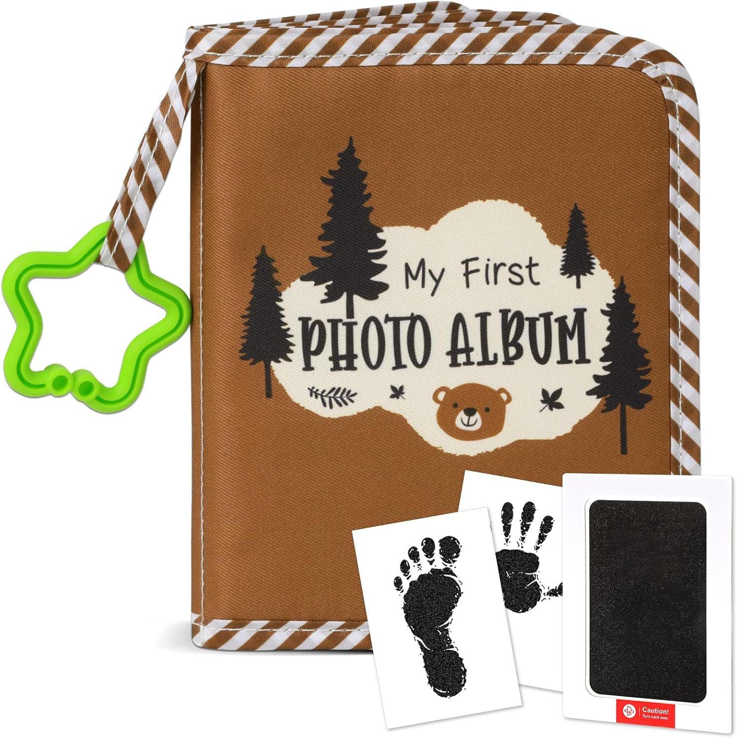 ZOIIWA baby soft photo cloth book front view showcasing forest brown bear design