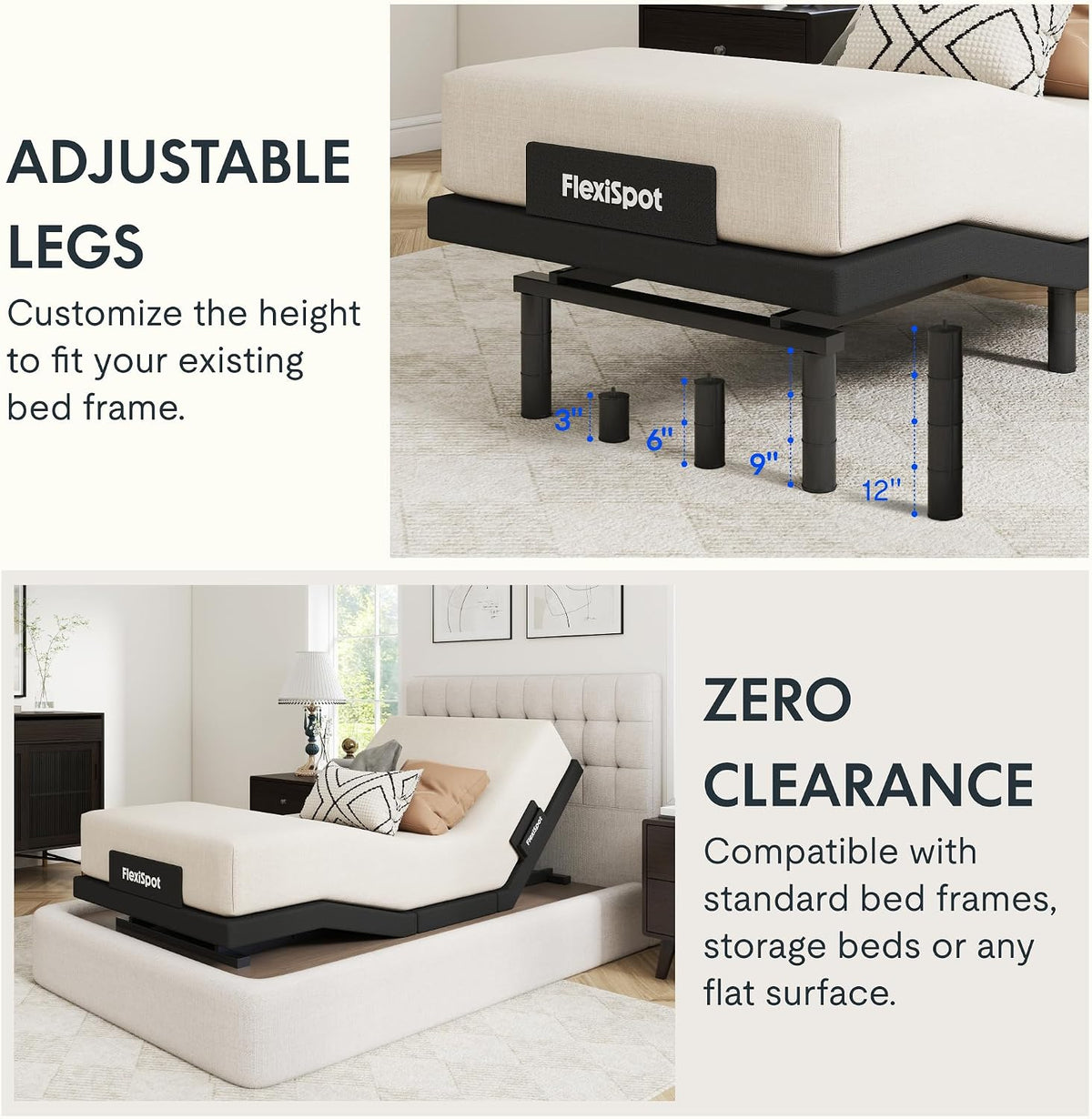FlexiSpot motorized bed frame massage mode settings