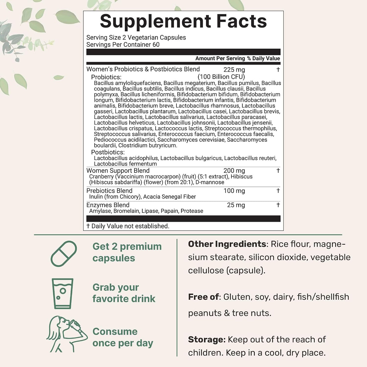 Micro Ingredients Probiotics supplement label and 100 billion CFU highlight