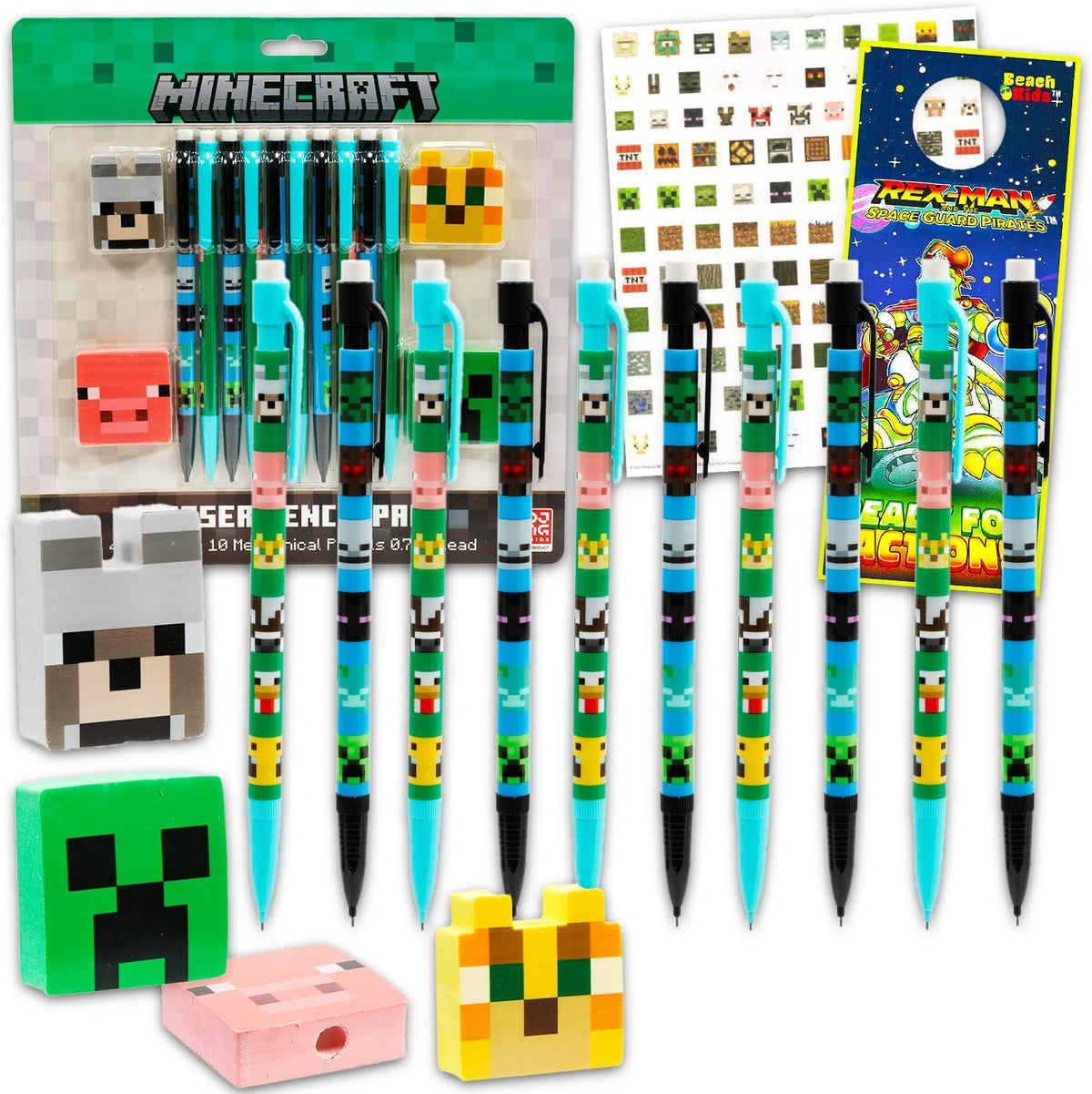 Minecraft mechanical pencils set front view packaging