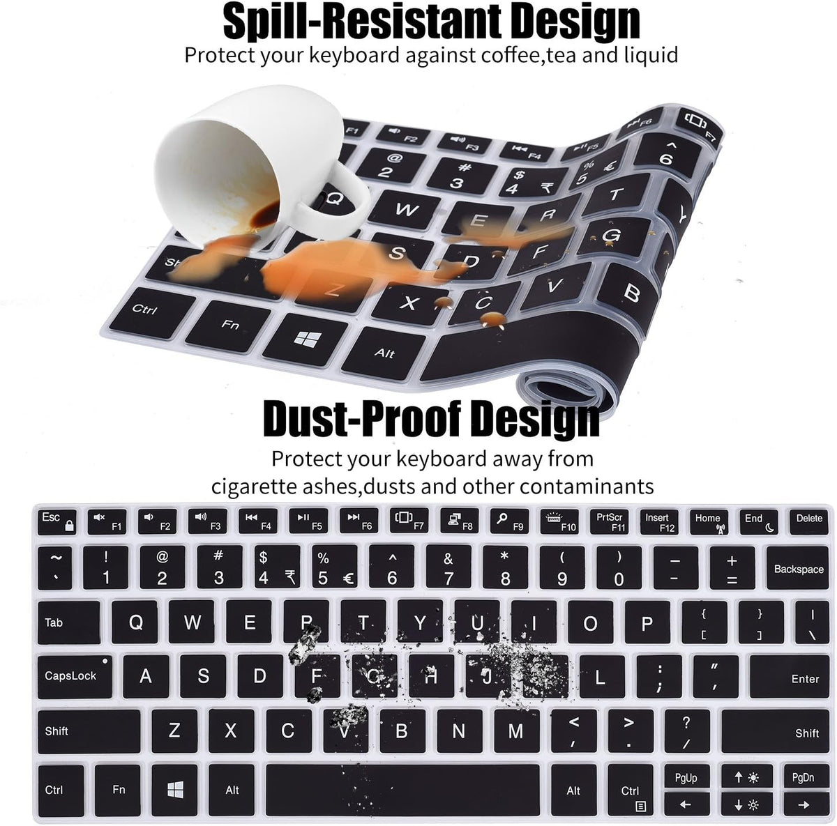 Keyboard Cover Skin for Dell XPS 13 9305 2021/ Dell XPS 13 9380 / Dell XPS 13 9370 9365 13.3" Laptop, Dell XPS 13 Accessories, Black - Image 4