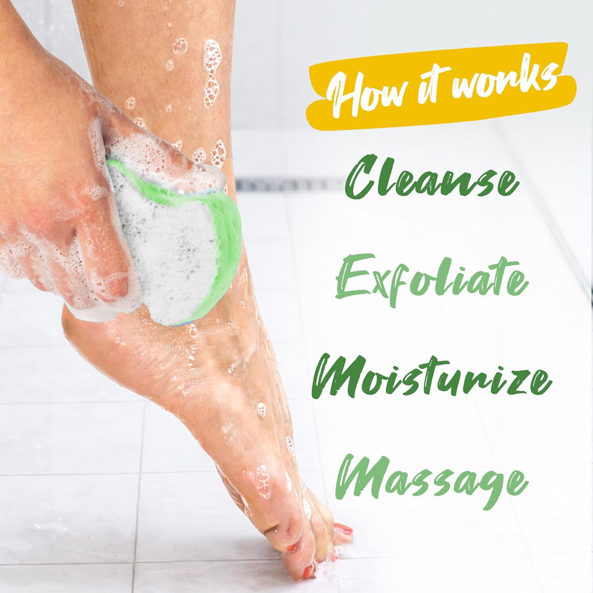 Spongeables exfoliating sponge displaying smooth cleansing side