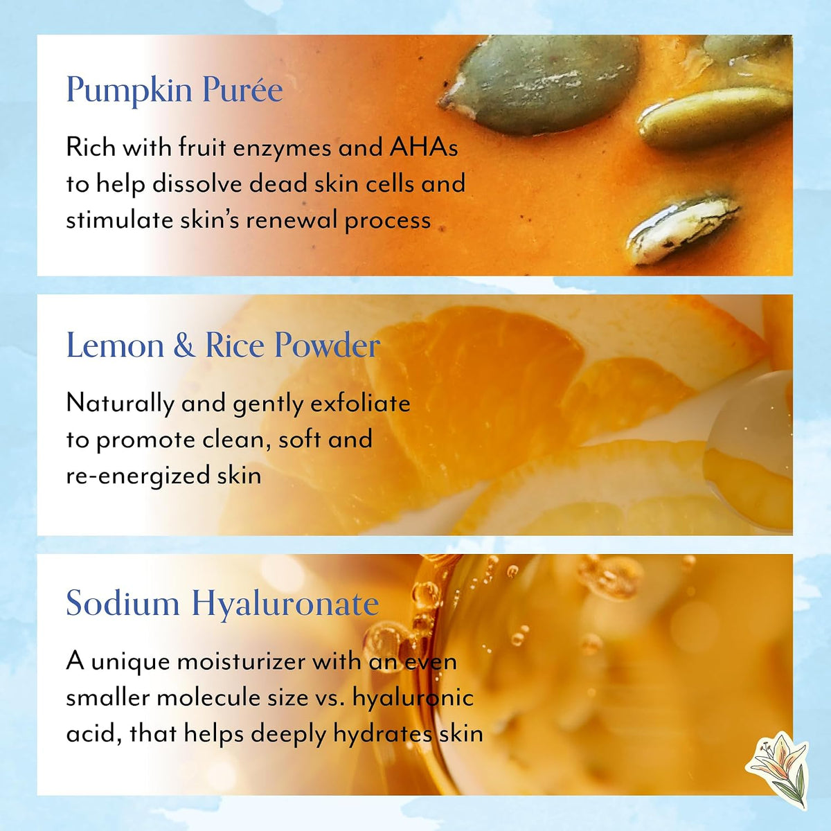 Exfoliating pumpkin and AHA facial mask whipped texture closeup