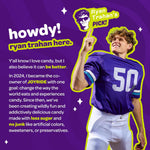 Back label of JOYRIDE candy showing the low sugar and high prebiotic fiber content