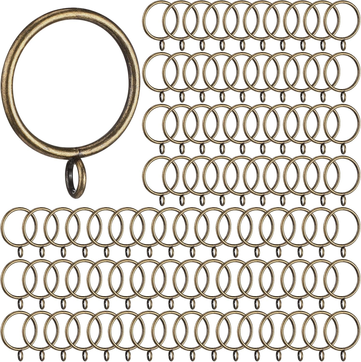 Maitys 100 Pieces Metal Curtain Rings Bronze Front View