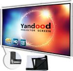 Yandood Portable Projector Screen 120 Inches front view displaying a high contrast movie setup