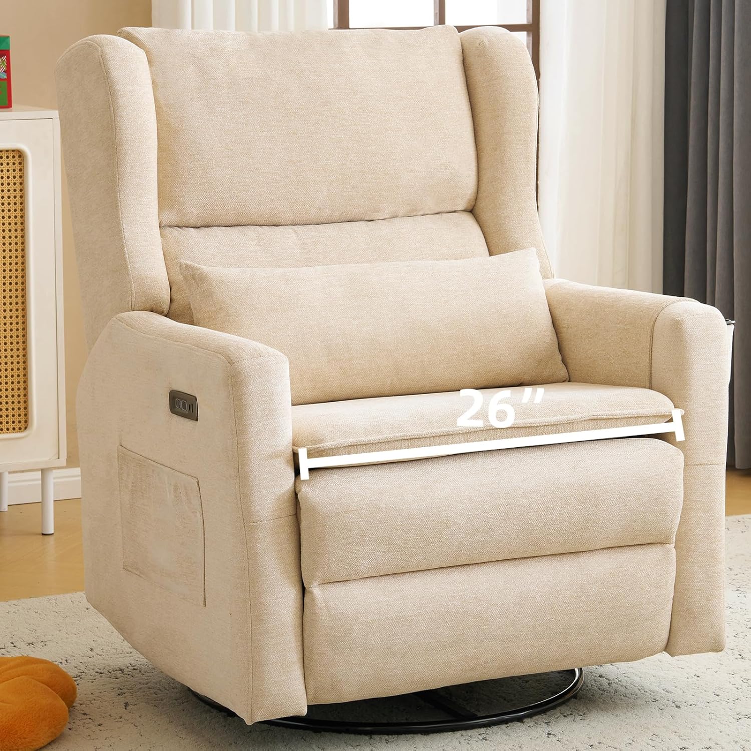 Rhevoy oversized swivel rocker recliner chair front view