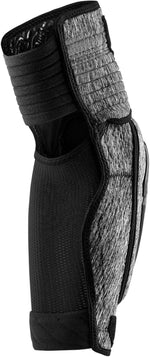 100% Fortis Mountain Biking Elbow Pad front view showcasing the hard plastic protective shield and heather grey colorway.