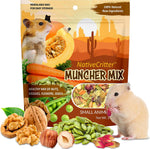Exotic Nutrition Muncher Mix nutritional info and raw nuts and seeds close up