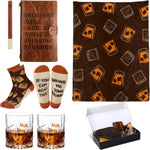 Potchen 7 Piece Bourbon Whiskey Gift Set front view showcasing glasses blanket and journal