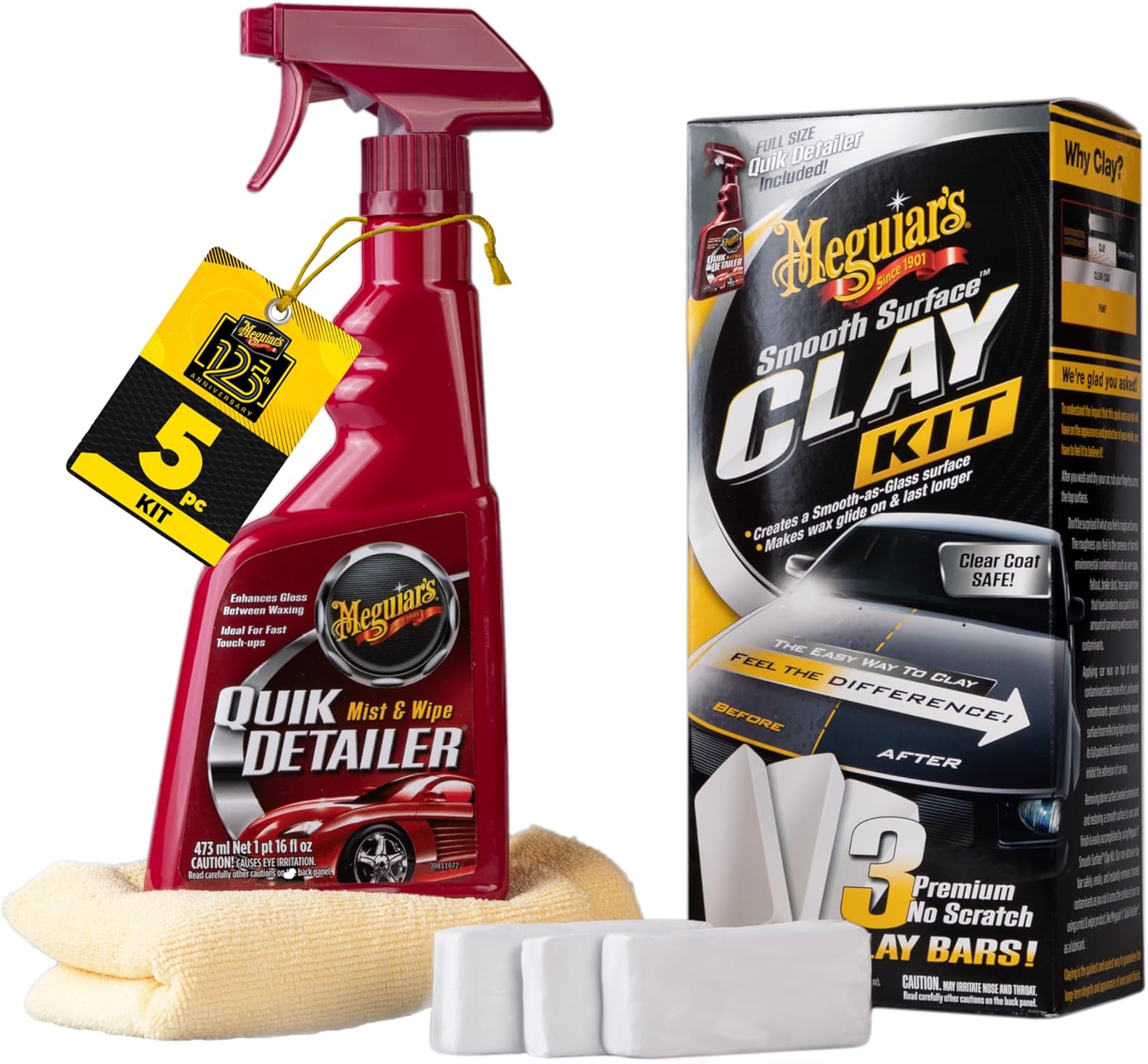 Meguiar's Smooth Surface Clay Kit front view showcasing the complete automotive detailing package