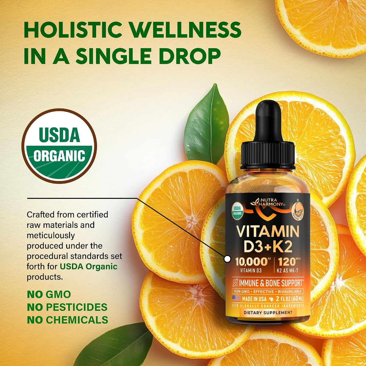 Nutra Harmony organic vitamin drops nutritional facts