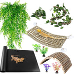 Bearded dragon interacting with Tankmatdecor bridge and hammock
