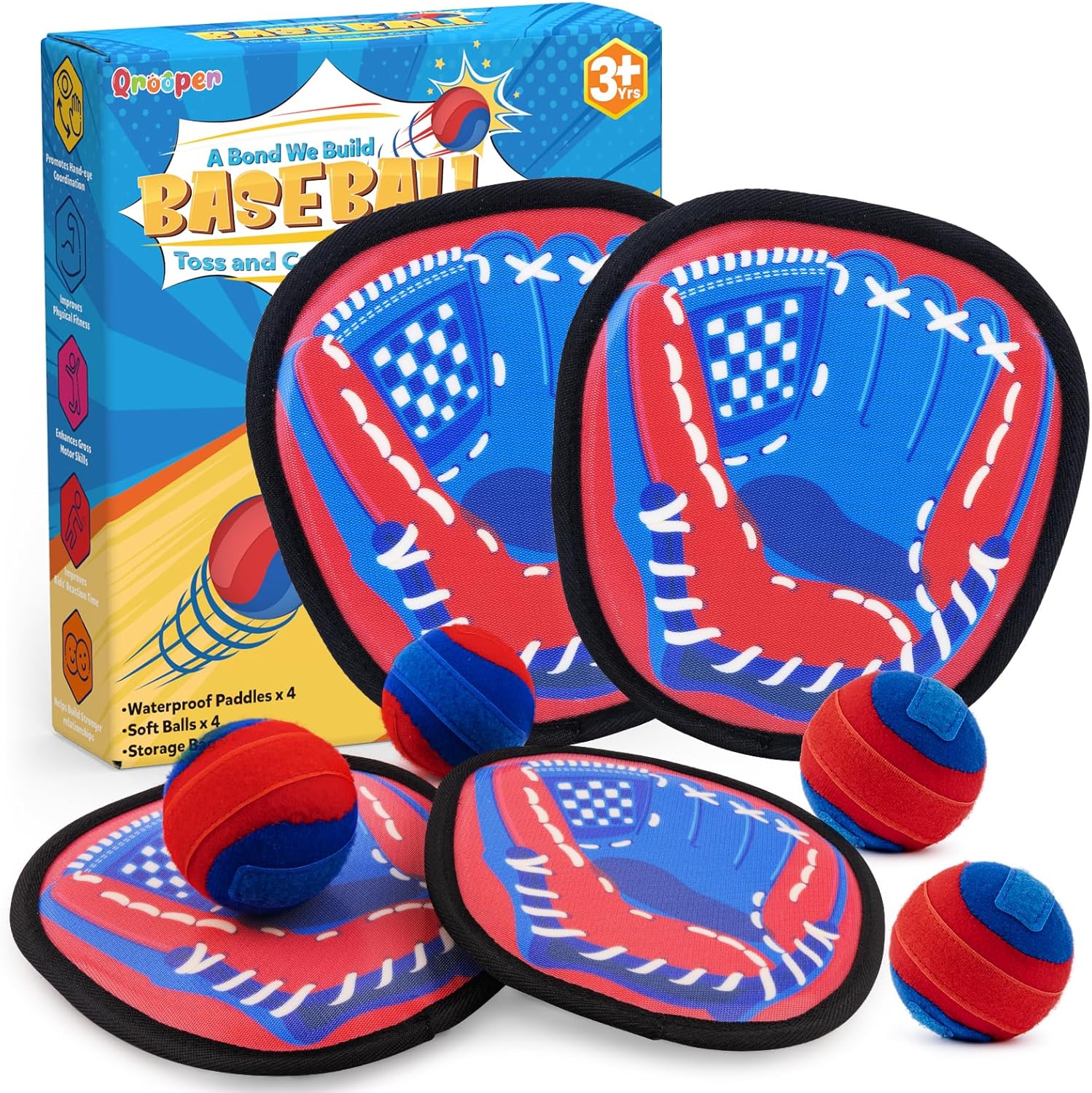 Qrooper toss and catch ball game set front view
