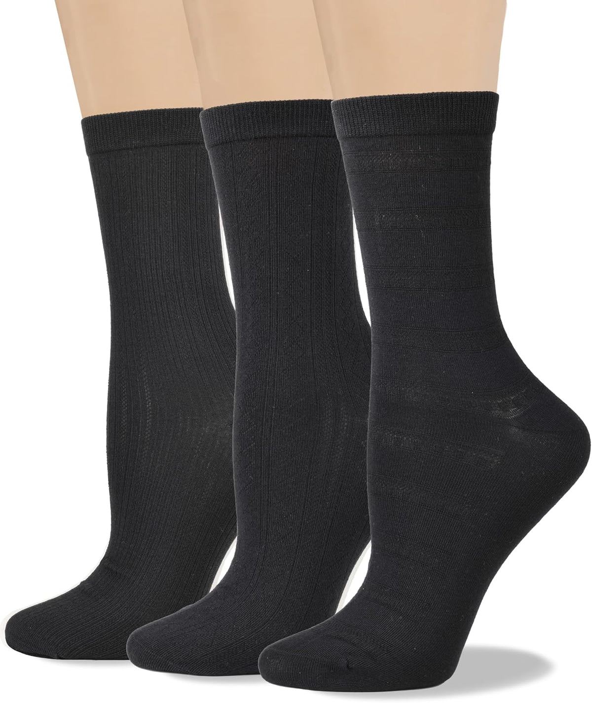 COTTON DAY Women's Soft Combed Cotton Socks Seamless Toe Black White Navy - Image 15