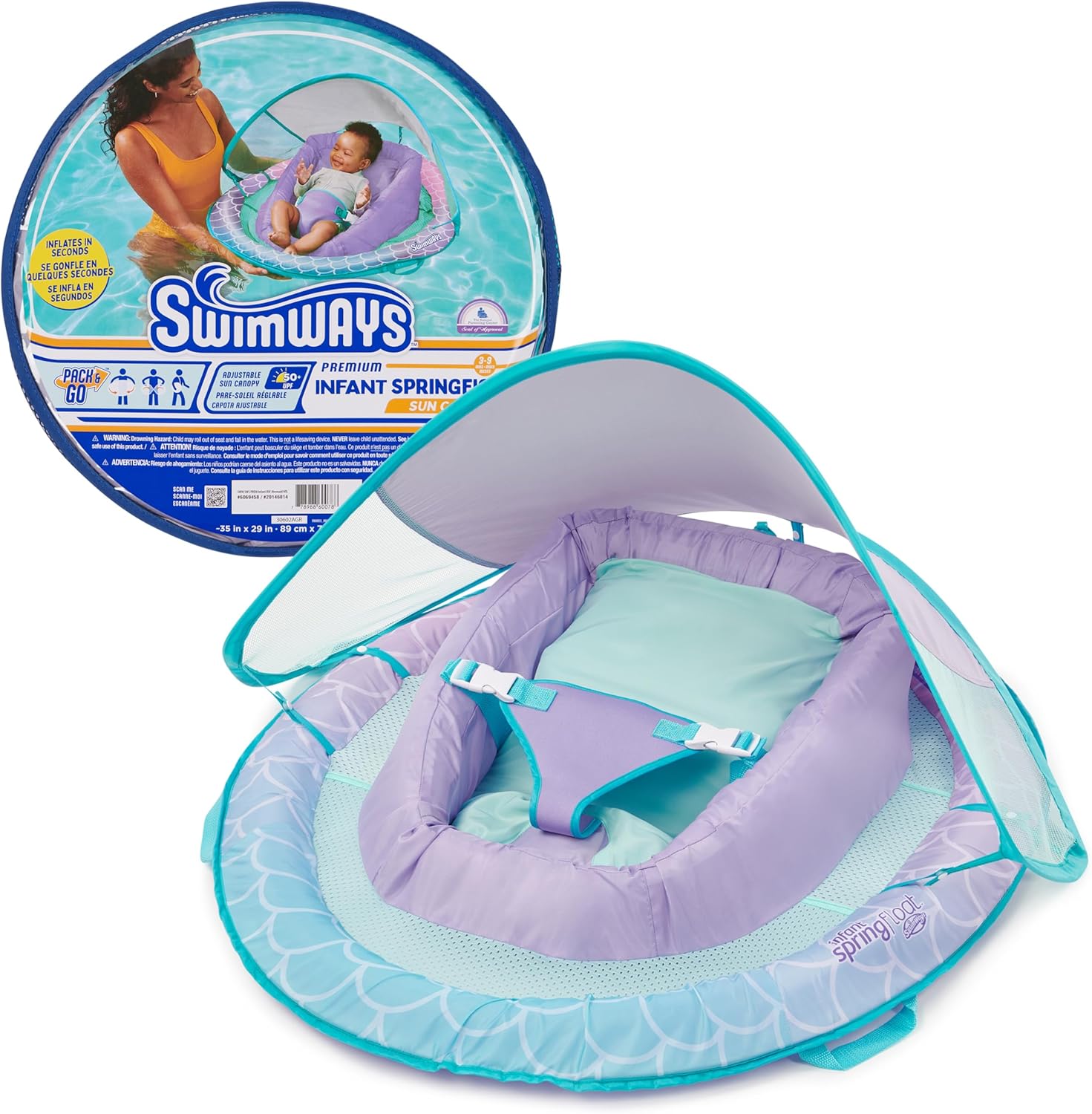 SwimWays Infant Spring Float mermaid design front view