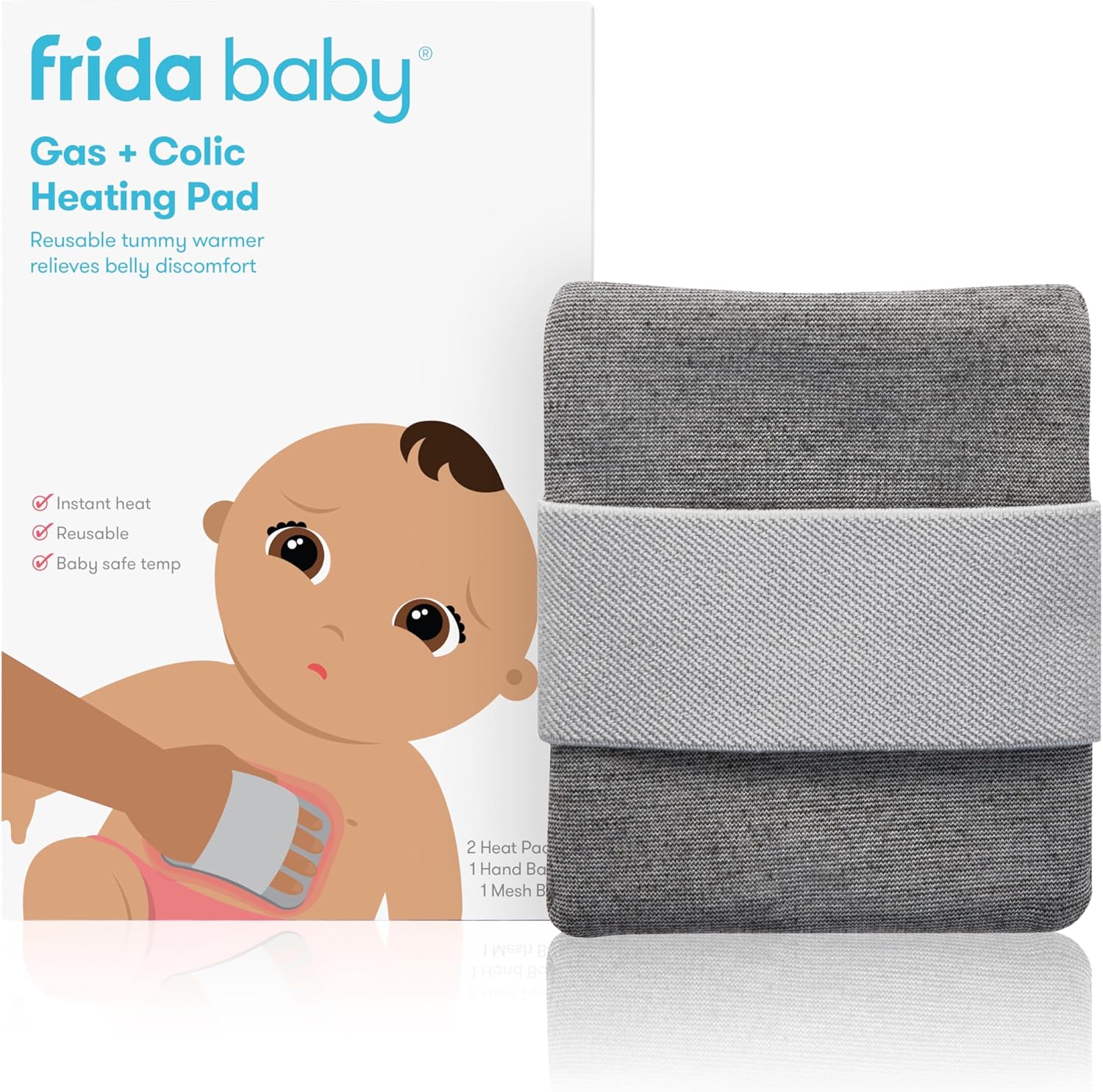 Frida Baby Gas and Colic Heating Pad front view with soft pouch