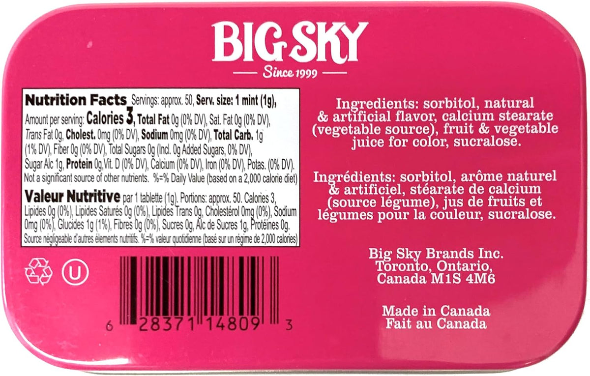 Authentic USA imported Big Sky vegan and gluten free mints for breath freshening.