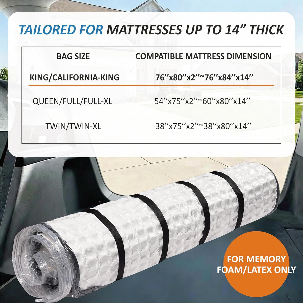 Storage Logic mattress bag connected to vacuum cleaner hose