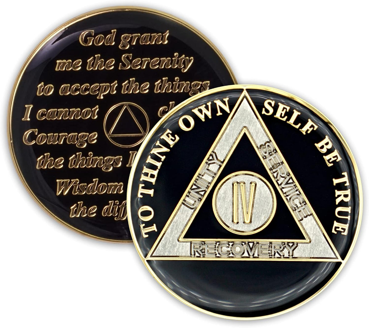 4 Year Sobriety Coin | Triplate AA Chip Recovery Anniversary Token (Blue) - Image 9