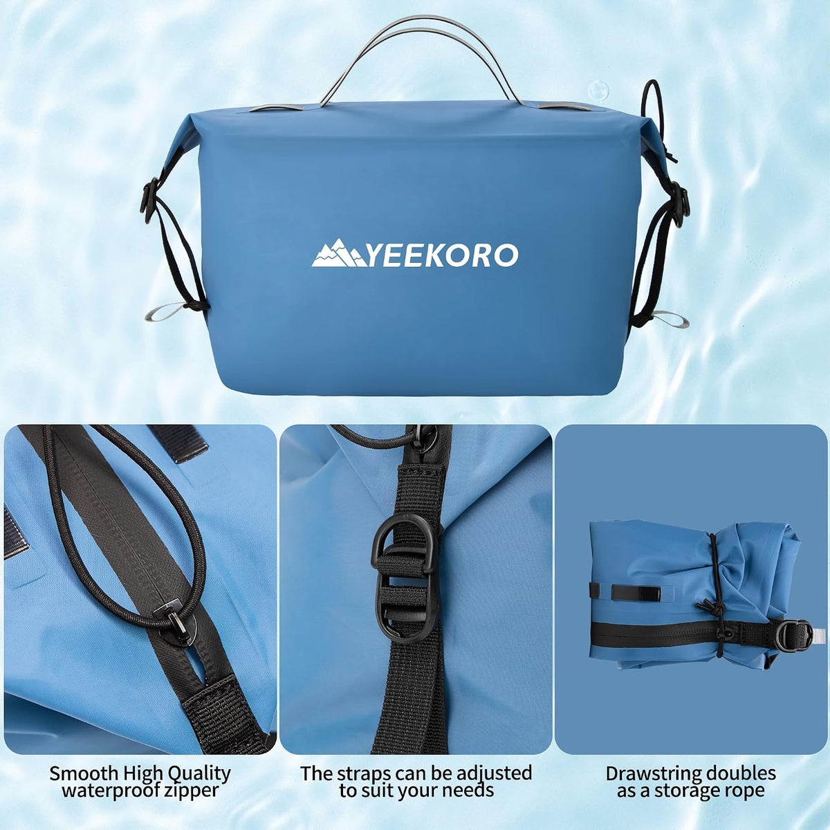 Yeekoro travel bag demonstrating wet and dry separation pocket
