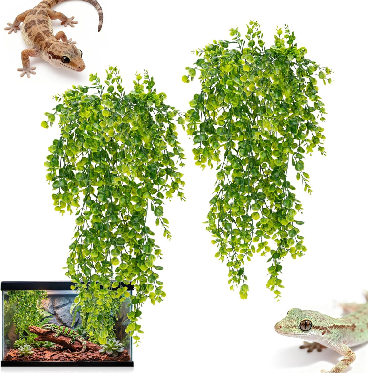 Rainflow artificial hanging plants for reptile terrarium front view