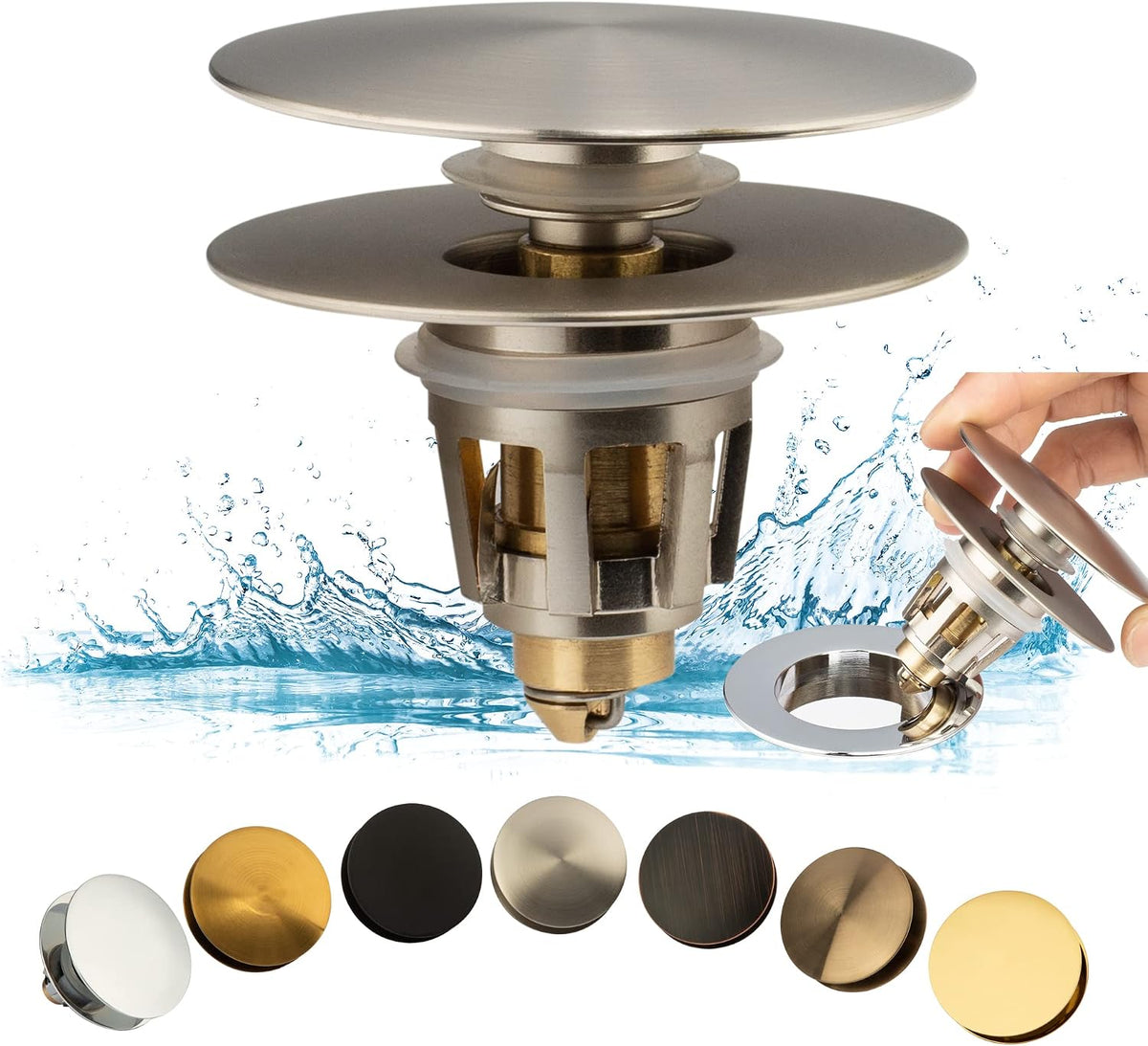 Universal Bathroom Sink Drain Stopper, Fits Most Pop-Up Drains for Vessel Sink Lavatory Vanity, Sink Drain Strainer with Detachable Hair Catcher, Tested by Plumber in US (MATT Black) - Image 9