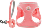 Hipubby dog harness and leash set front view pink mesh puppy vest