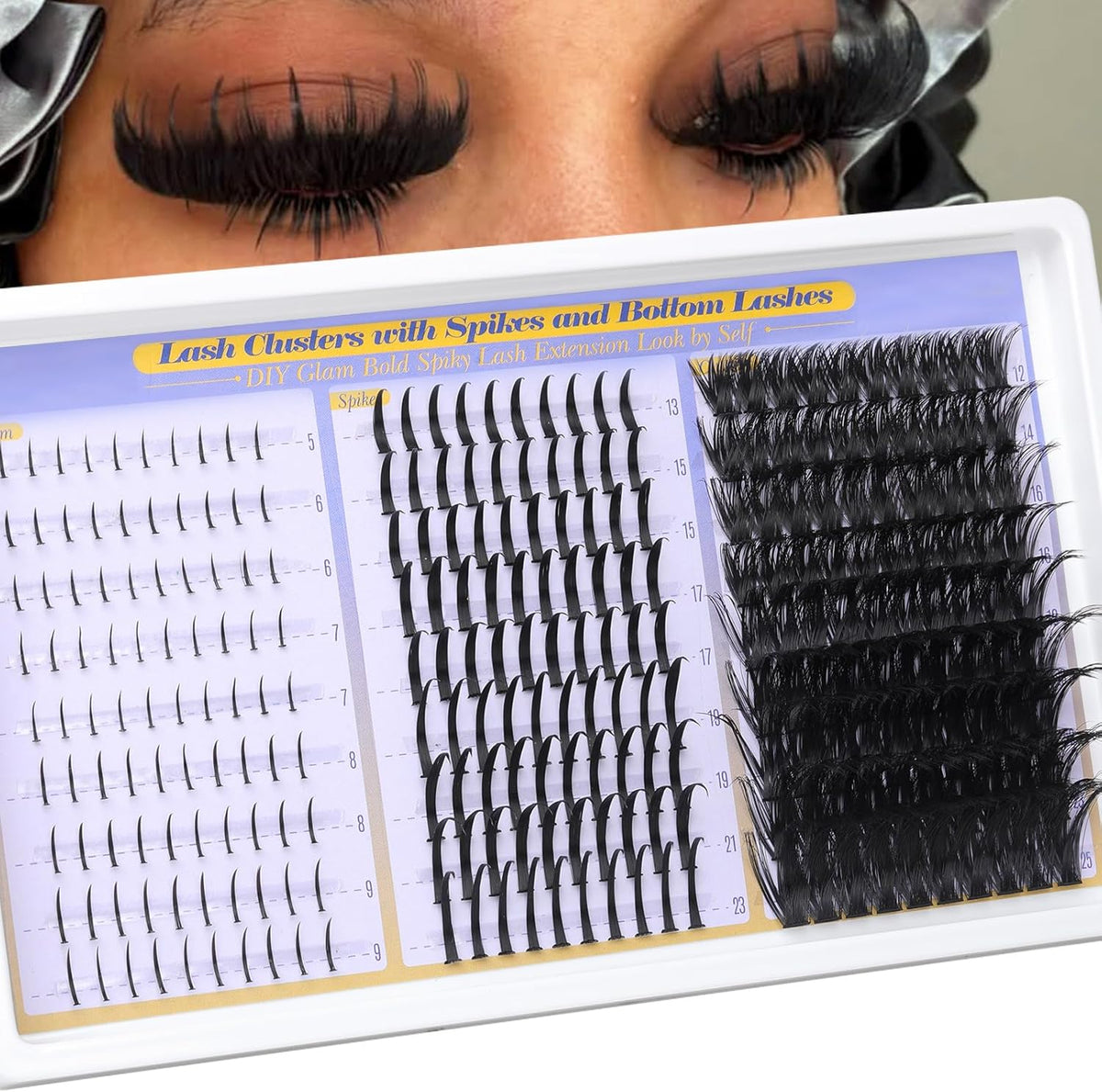 Volume Lash Clusters with Bottom Lashes Wispy Fluffy Eyelash Clusters Manga Lashes Clusters with Spikes 14-24mm Long 260D Thick Cluster Eyelash Extensions D Curl 236pcs Individual Lashes by Yawamica - Image 11