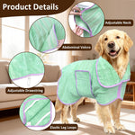 Side profile of an adjustable pet robe showcasing the high collar design for maximum neck coverage