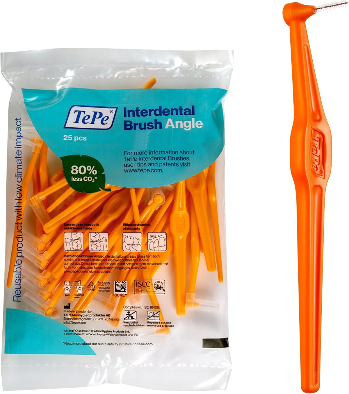 TEPE Interdental Brush Angle, Angled Dental Brush for Teeth Cleaning, Pack of 6, 0.8 mm, Large Gaps, Green, Size 5 - Image 9
