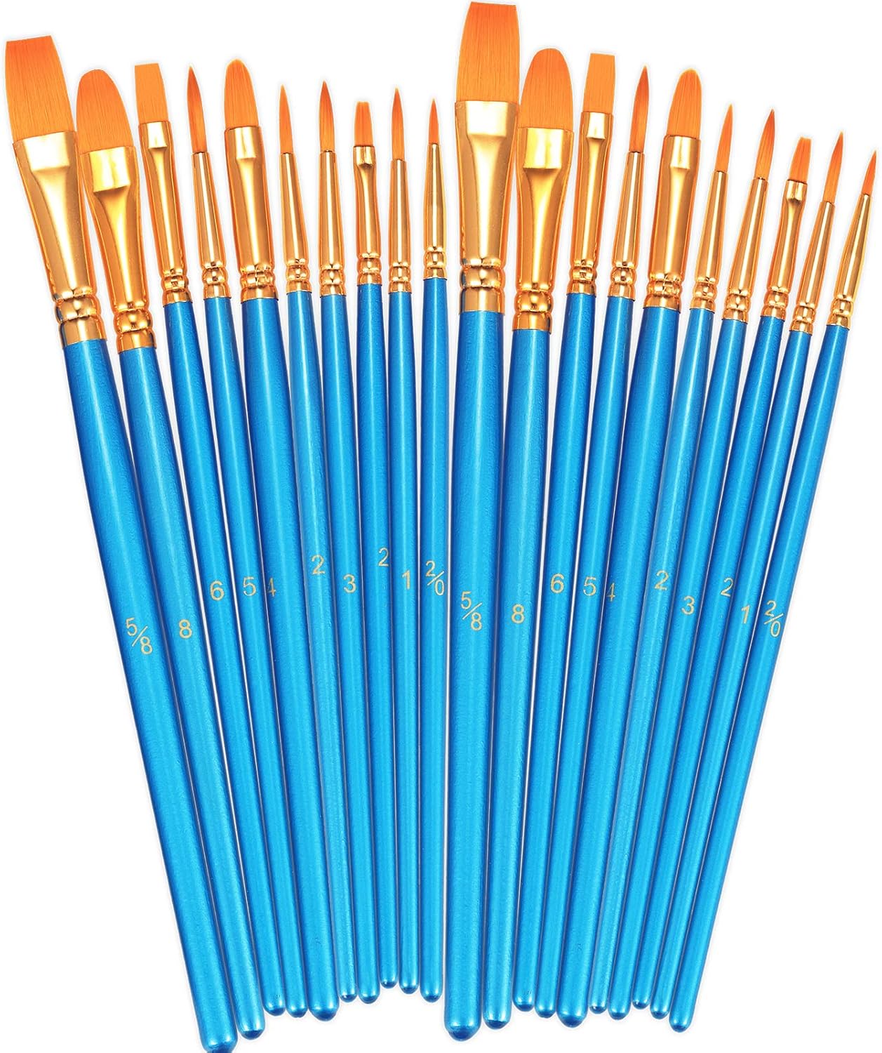 BOSOBO Paint Brushes Set, 20 Pcs Small Paint Brush Kit Round Flat Tip Nylon Hair, for Acrylic Painting, Watercolor, Oil Painting, Kids Face Nail Art Canvas Rock Craft, Art Supplies, Blue - Image 1
