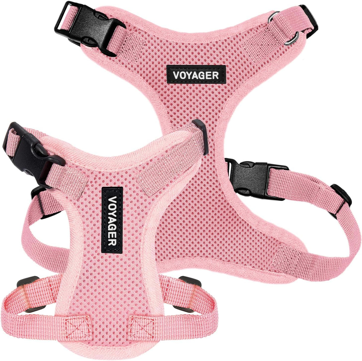 Packaging and overview layout of the small pink Best Pet Supplies Voyager step-in harness.