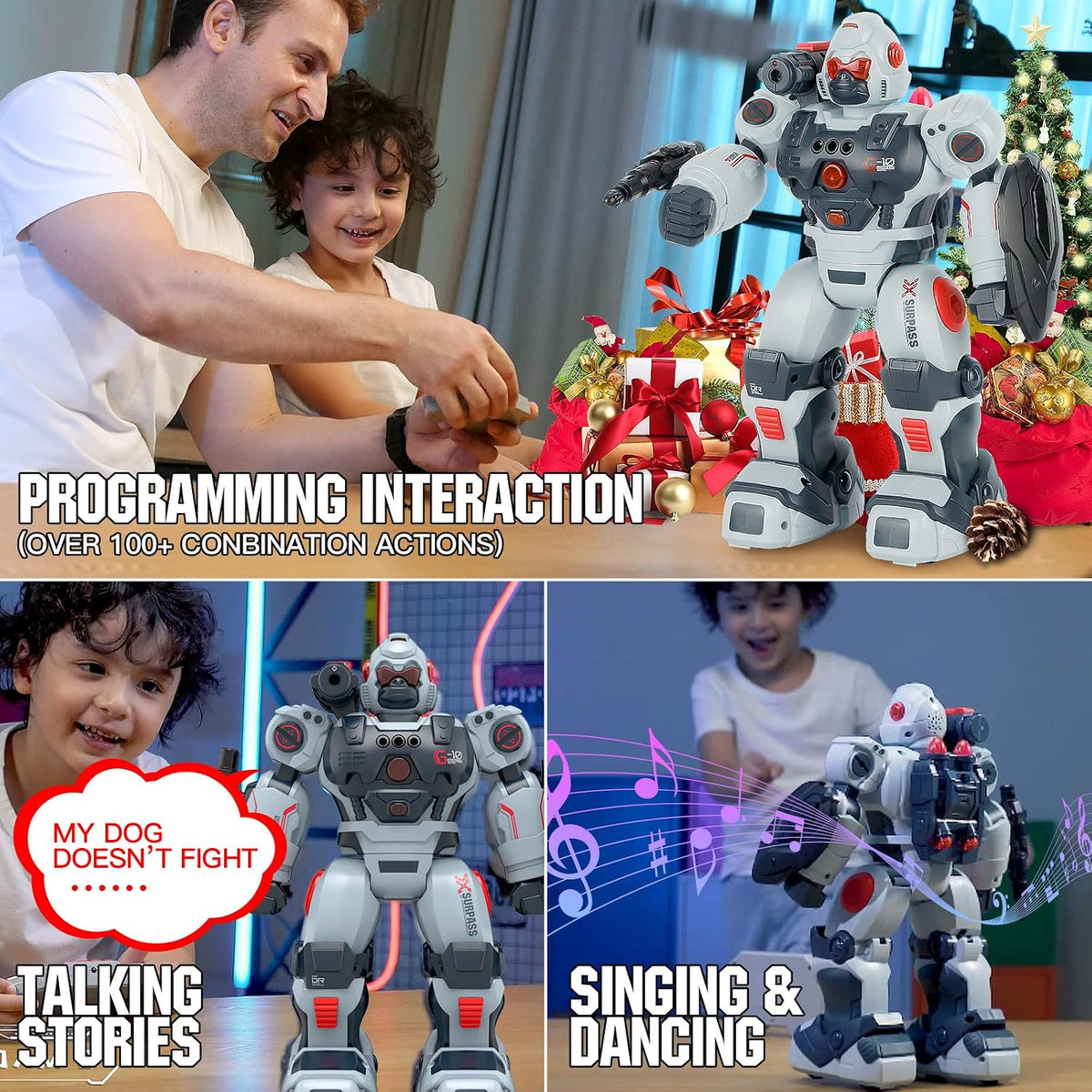 Toylefun RC robot showing sliding and walking wheel tracks